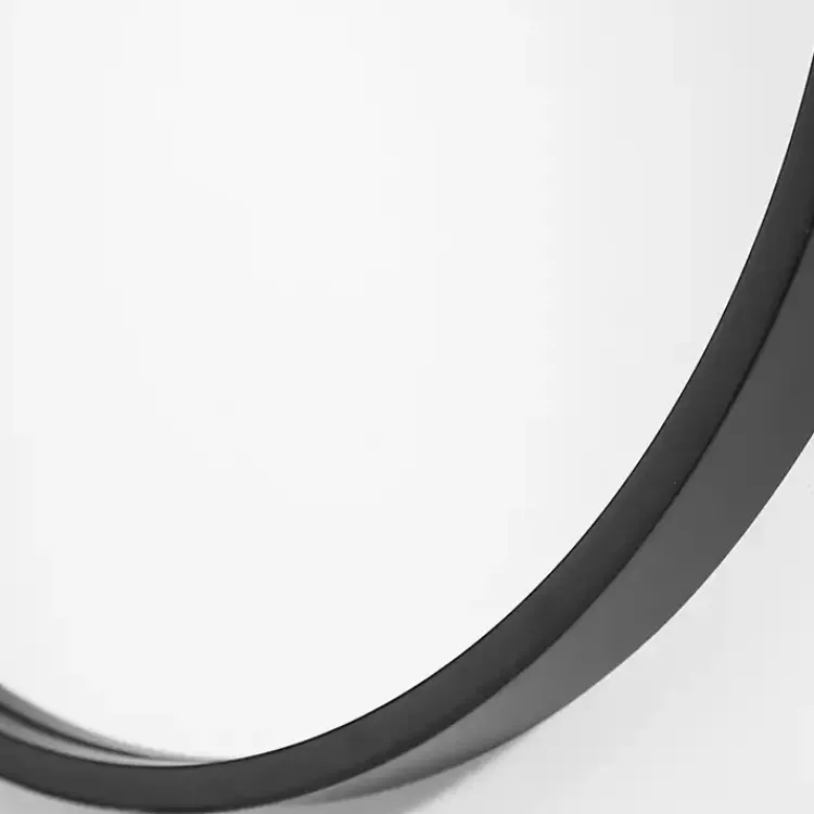 Decorative Mirrors-Kirklands Home Satin Iron Oval Framed Wall Mirror Black