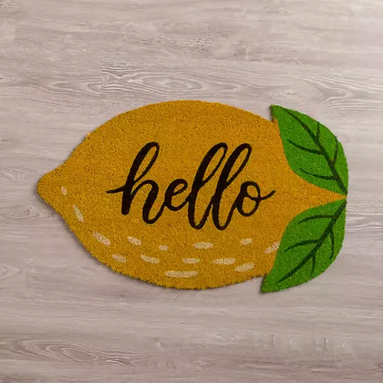 Doormats-Kirklands Home Hello Lemon-Shaped Coir Doormat