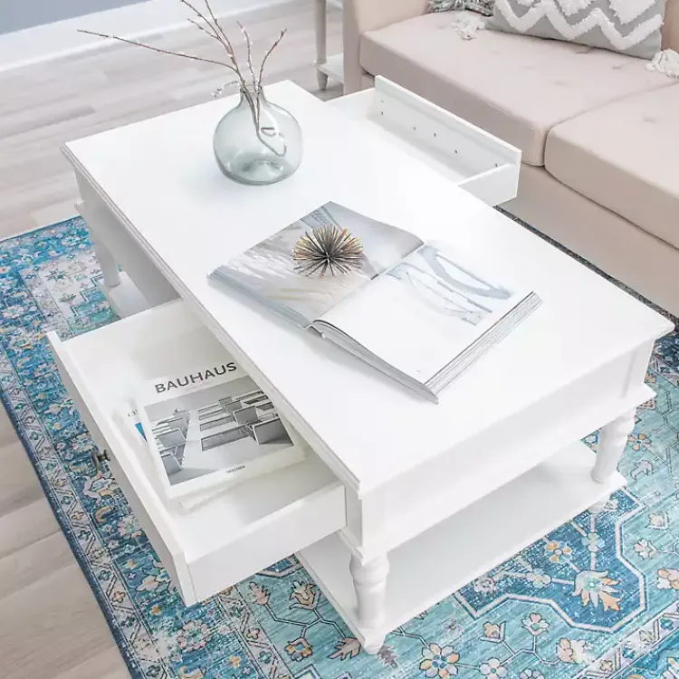 Coffee Tables-Kirklands Home McGhie 2-Drawer Coffee Table White