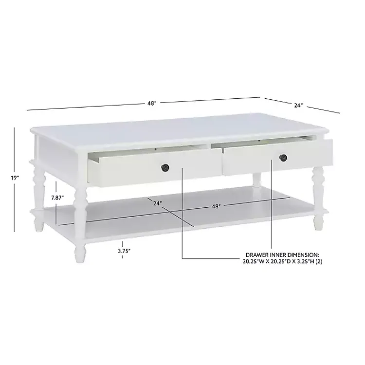 Coffee Tables-Kirklands Home McGhie 2-Drawer Coffee Table White