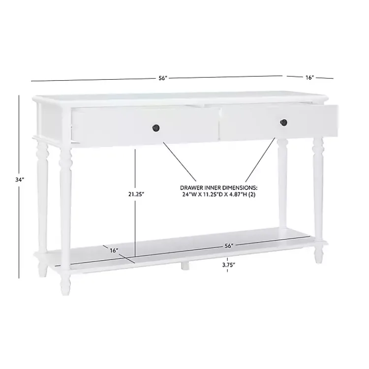 Console Tables-Kirklands Home McGhie 2-Drawer Console Table White