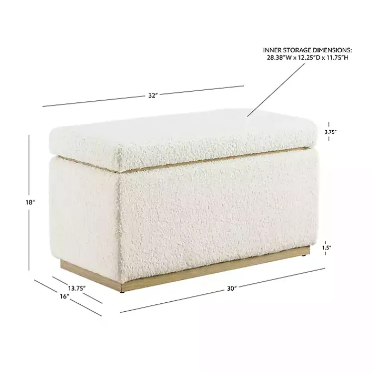 Benches & Ottomans-Kirklands Home Ivory Sherpa & Pine Rectangle Storage Ottoman