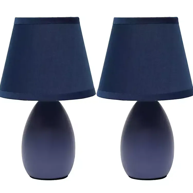 Table Lamps-Kirklands Home Petite Oblong Table Lamps, Set of 2 Blue