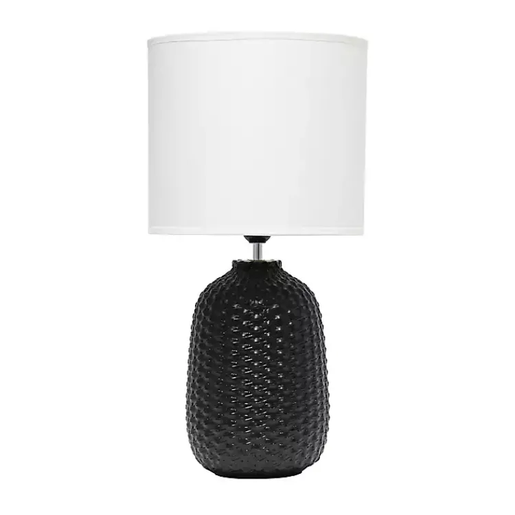 Table Lamps-Kirklands Home Purled Ceramic Table Lamp Black
