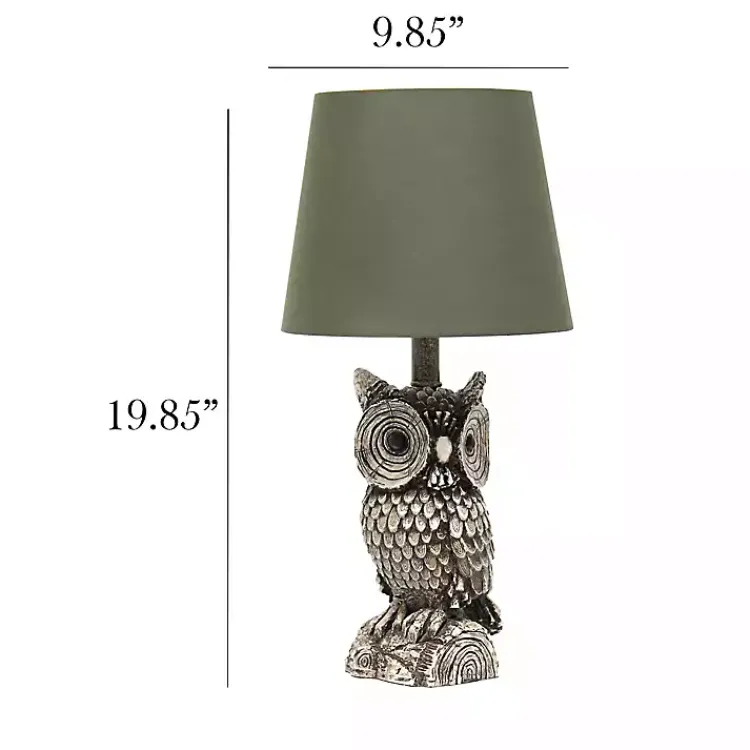 Table Lamps-Kirklands Home Brown Owl and Shade Table Lamp Green