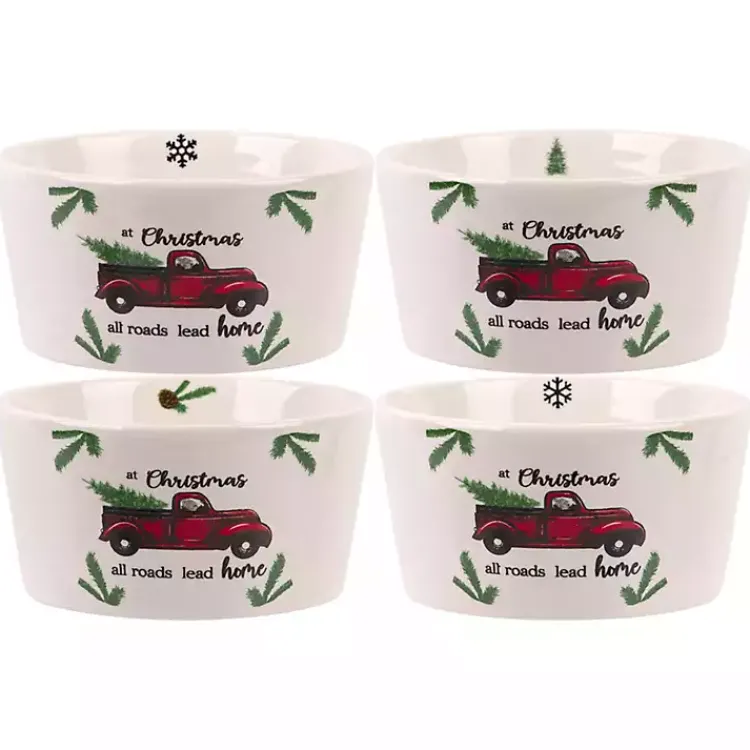 Dinnerware-Kirklands Home White Ceramic Christmas Ramekins, Set of 4