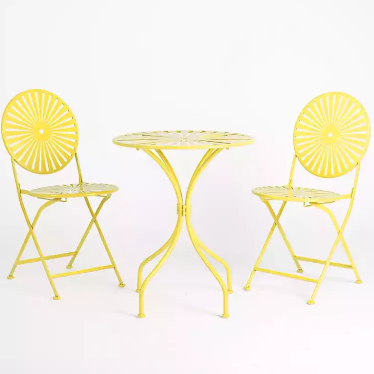 Outdoor Sets-Kirklands Home Sunburst Metal 3-pc. Outdoor Bistro Set Yellow