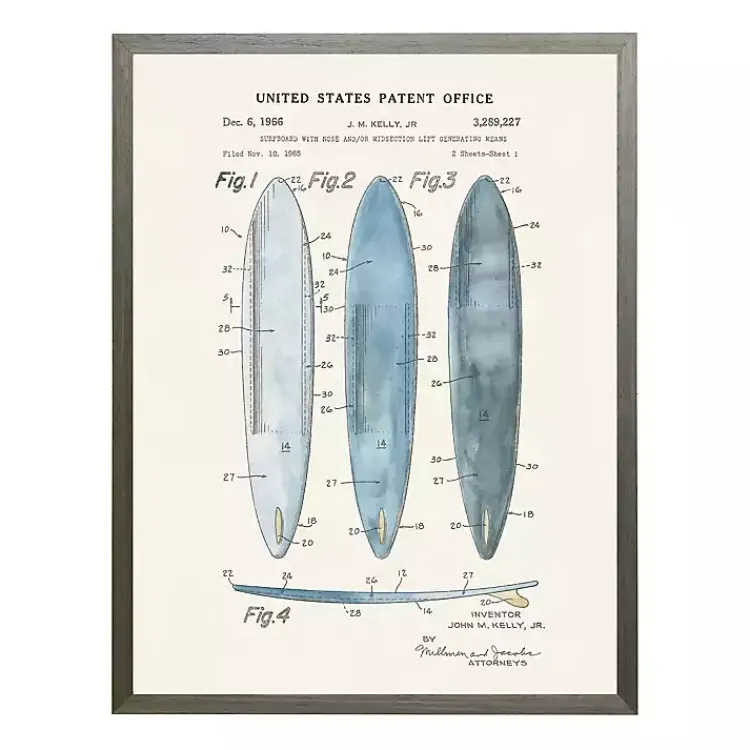 Framed Art-Kirklands Home Vintage Surfboards Patent Framed Art Print