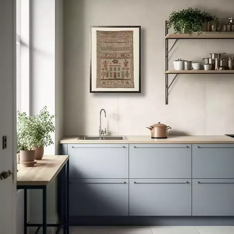 Framed Art-Kirklands Home Antique Alphabet Sampler Framed Wall Art White