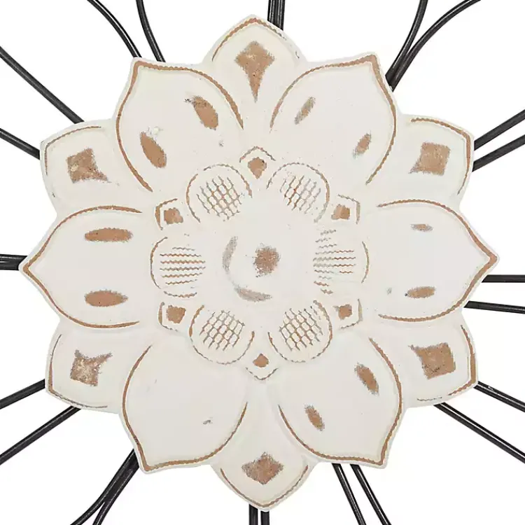 Wall Plaques-Kirklands Home Black Metal and Wood Floral Wall Plaques, Set of 2