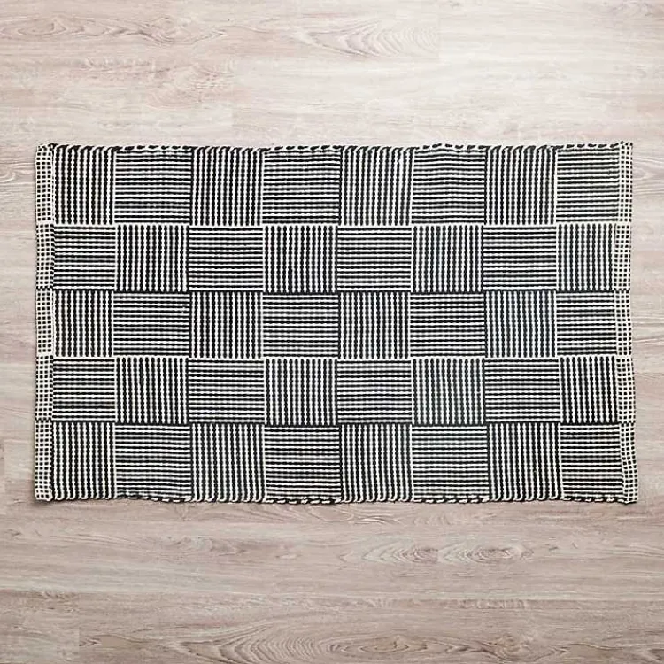 Accent Rugs-Kirklands Home Basketweave Scatter Rug Black