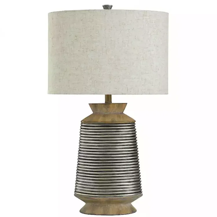 Table Lamps-Kirklands Home Brushed Gold Ribbed Table Lamp Ivory