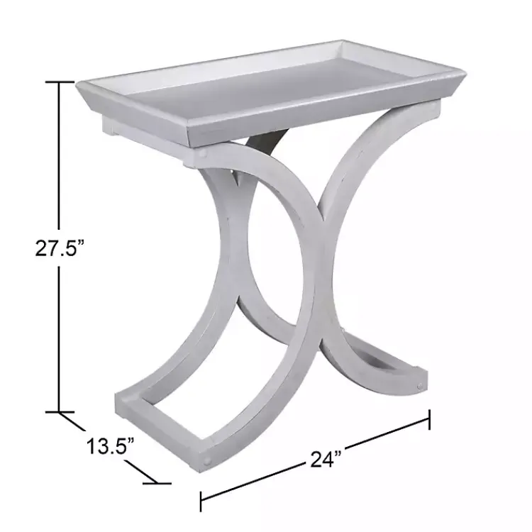Accent & End Tables-Kirklands Home Fir Wood Curved Tray C-Table White