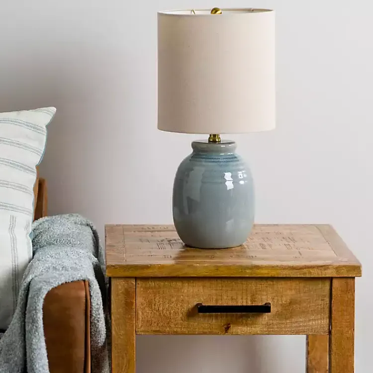 Table Lamps-Kirklands Home Ocean Blue Ceramic Table Lamp Tan