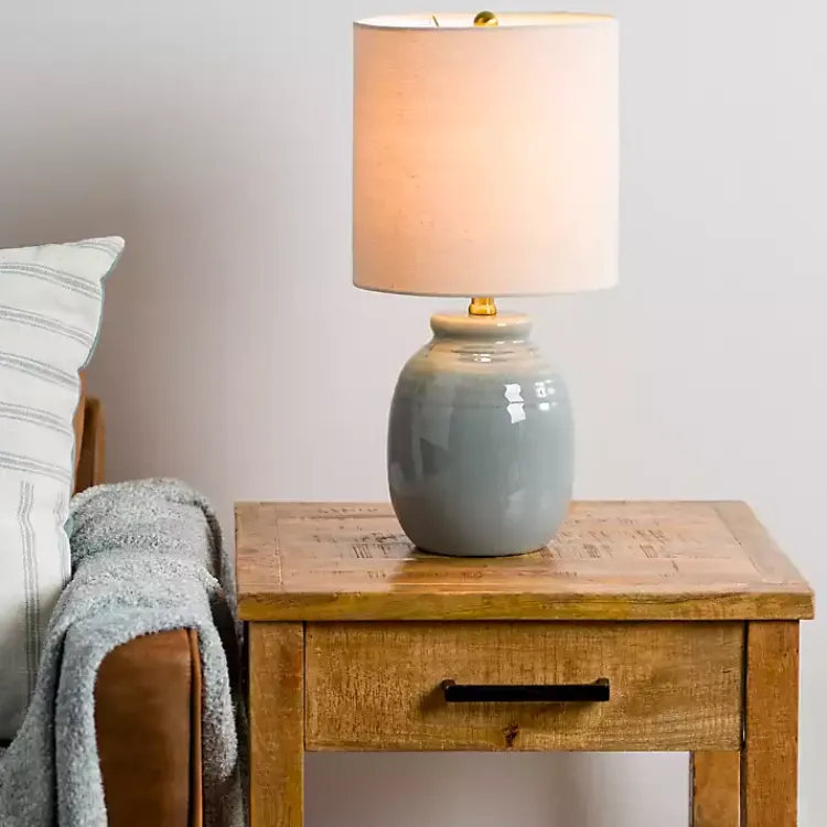 Table Lamps-Kirklands Home Ocean Blue Ceramic Table Lamp Tan