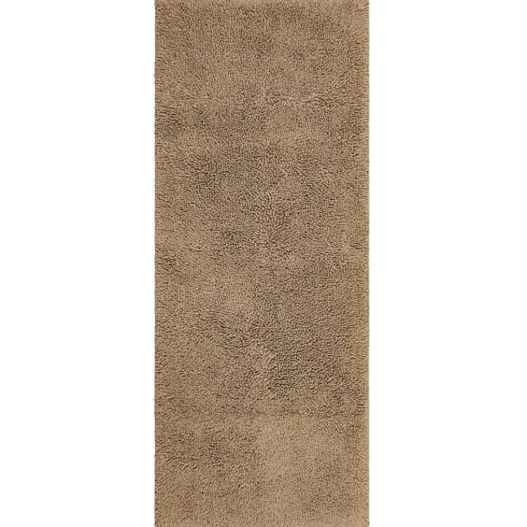 Bathroom Rugs-Kirklands Home High Pile Taupe Cotton Non-Skid Classic Bath Mat Tan