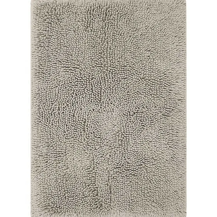 Bathroom Rugs-Kirklands Home High Pile Silver Cotton Non-Skid Classic Bath Mat Gray