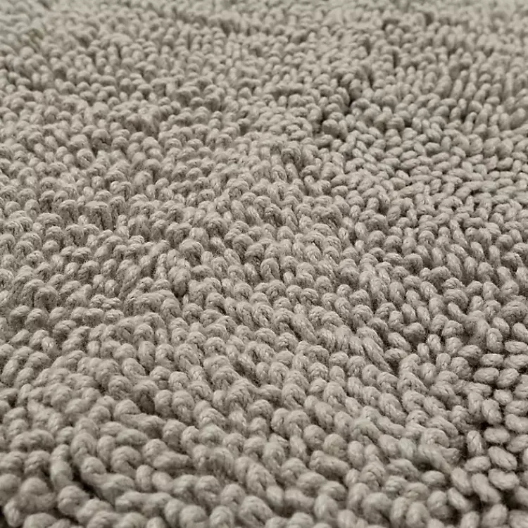 Bathroom Rugs-Kirklands Home High Pile Silver Cotton Non-Skid Classic Bath Mat Gray