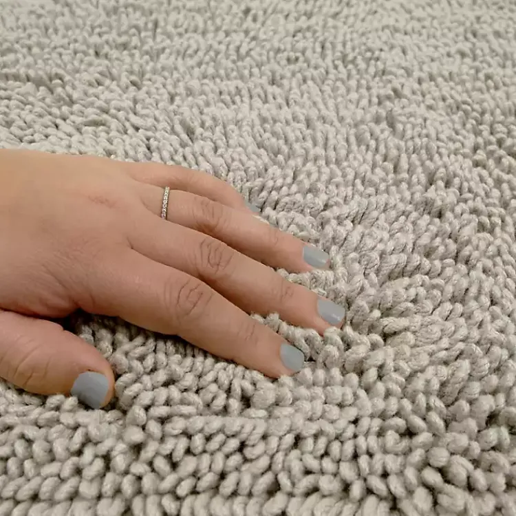 Bathroom Rugs-Kirklands Home High Pile Silver Cotton Non-Skid Classic Bath Mat Gray