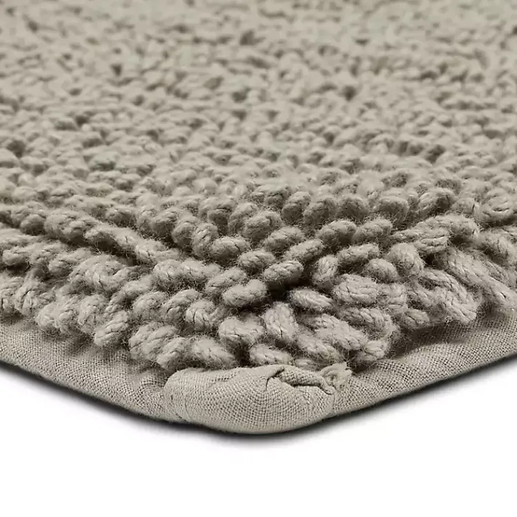 Bathroom Rugs-Kirklands Home High Pile Silver Cotton Non-Skid Classic Bath Mat Gray