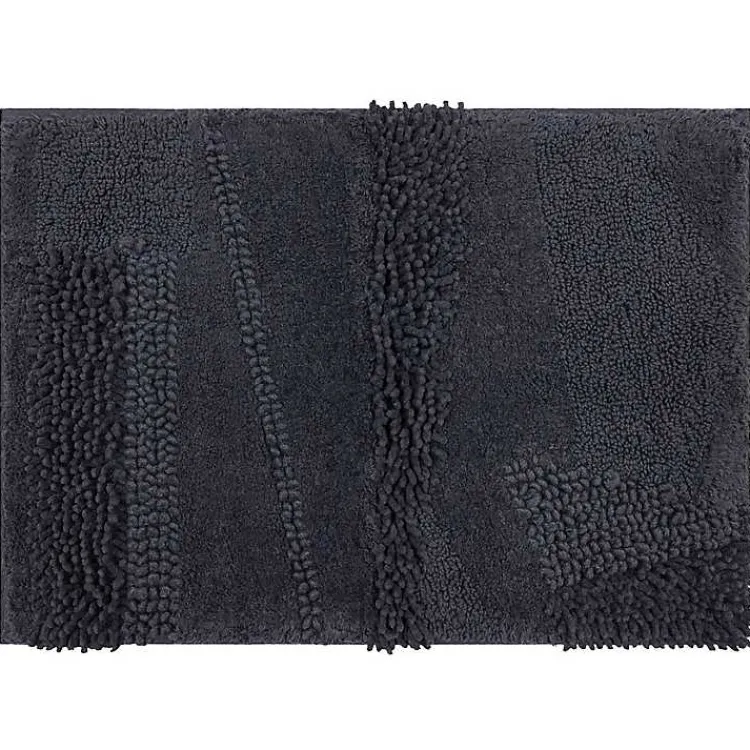 Bathroom Rugs-Kirklands Home Charcoal Asymmetrical Cotton Bath Mat Gray
