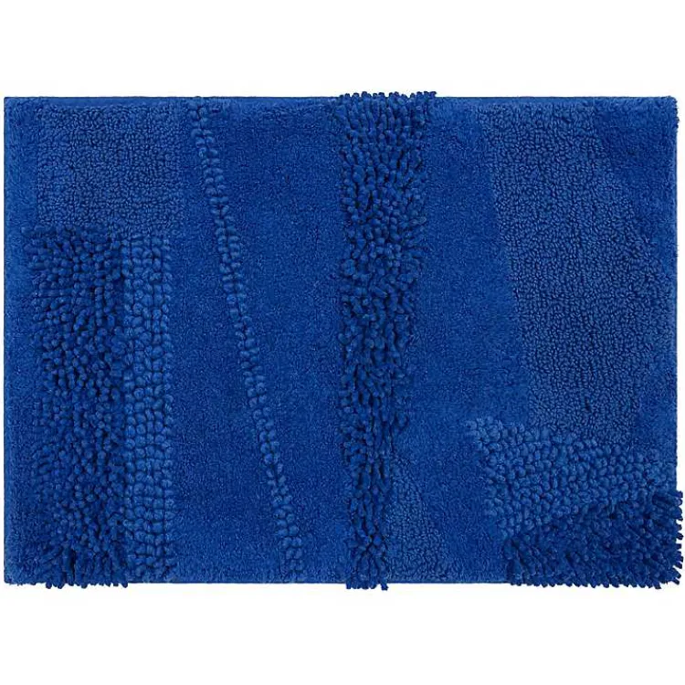 Bathroom Rugs-Kirklands Home Cobalt Asymmetrical Cotton Bath Mat Blue