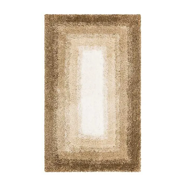 Bathroom Rugs-Kirklands Home Ombre Border Bath Mat, 2x4 Brown