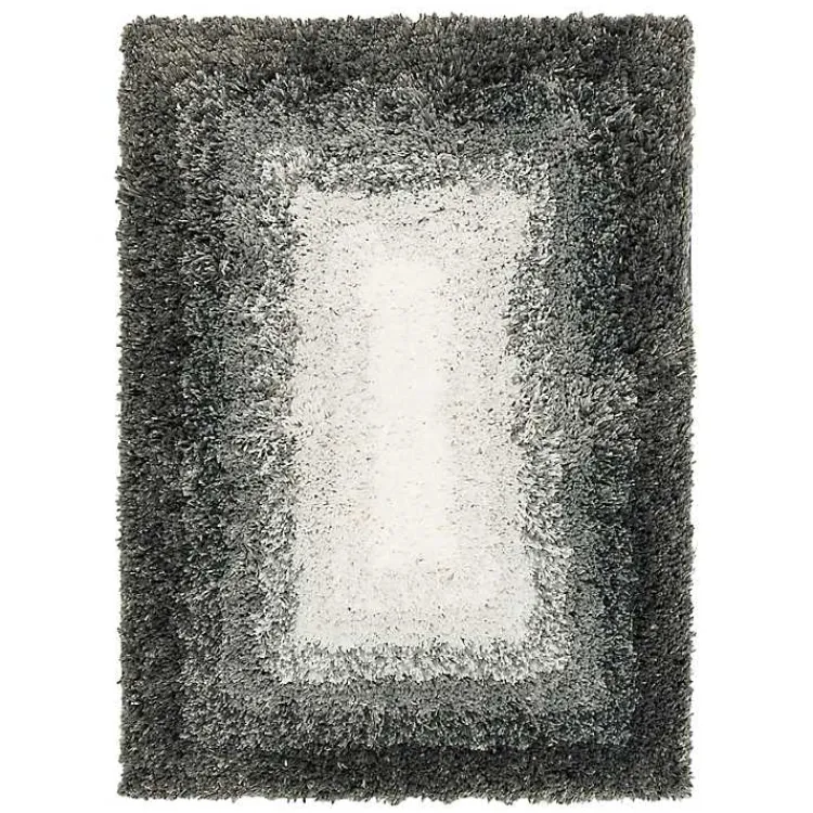 Bathroom Rugs-Kirklands Home Ombre Border Bath Mat, 2x3 Gray
