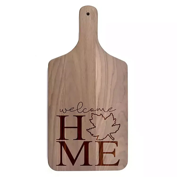 Serving & Entertaining-Kirklands Home Walnut Wood Welcome Home Leaf Cutting Board Brown