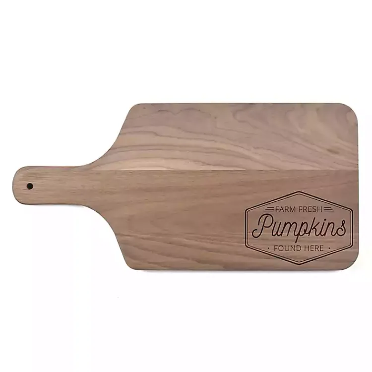 Serving & Entertaining-Kirklands Home Walnut Wood Farm Fresh Pumpkins Cutting Board Brown