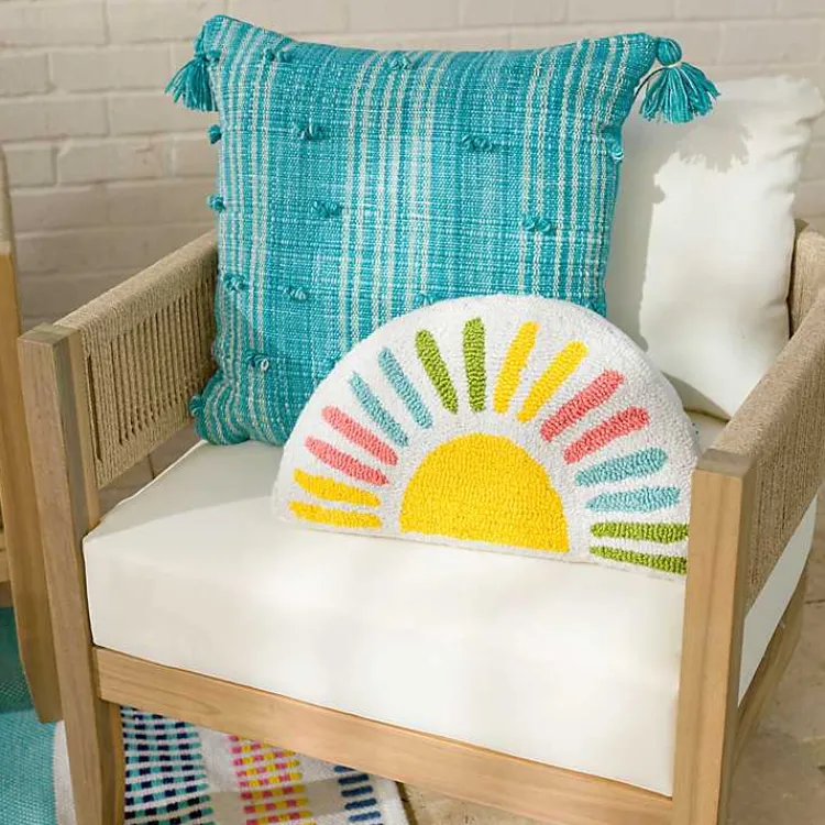 Outdoor Cushions & Pillows-Kirklands Home Colorful Half-Sun Shaped Outdoor Pillow