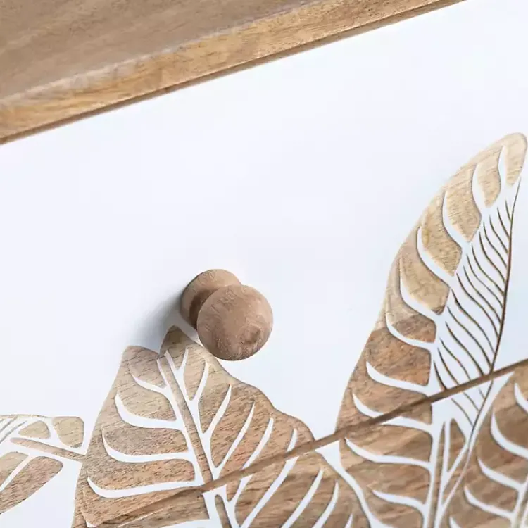 Cabinets & Sideboards-Kirklands Home Natural Seaside Tropical Leaves 3-Drawer Chest