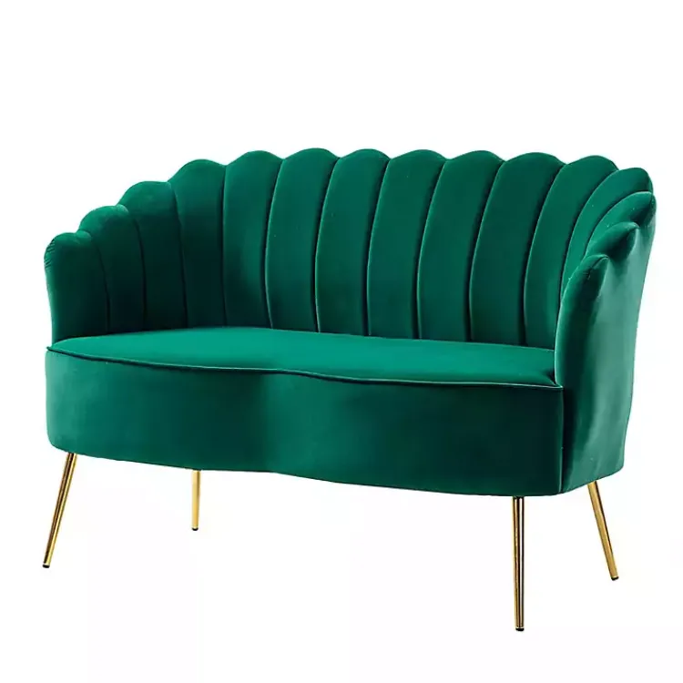 Sofas & Loveseats-Kirklands Home Donata Velvet Tufted Loveseat Green
