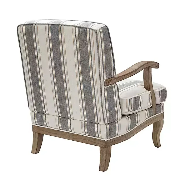 Accent Chairs-Kirklands Home Farmhouse Gray & Brown Striped Armchairs, Set of 2