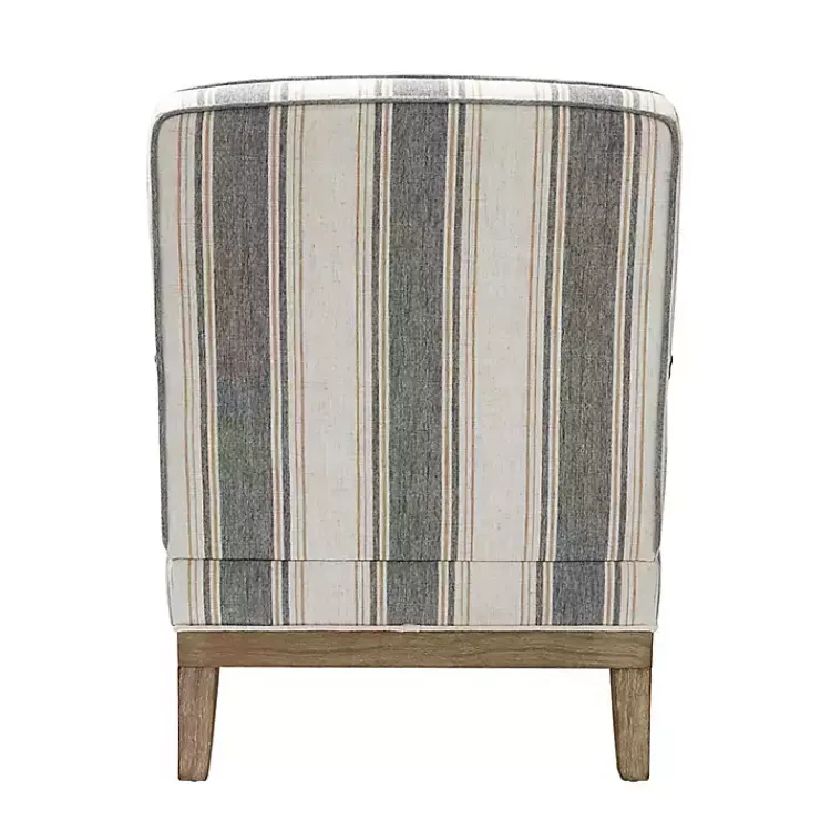 Accent Chairs-Kirklands Home Farmhouse Gray & Brown Striped Armchairs, Set of 2