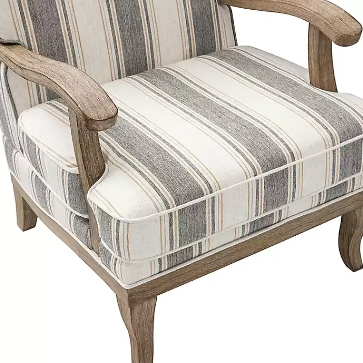 Accent Chairs-Kirklands Home Farmhouse Gray & Brown Striped Armchairs, Set of 2