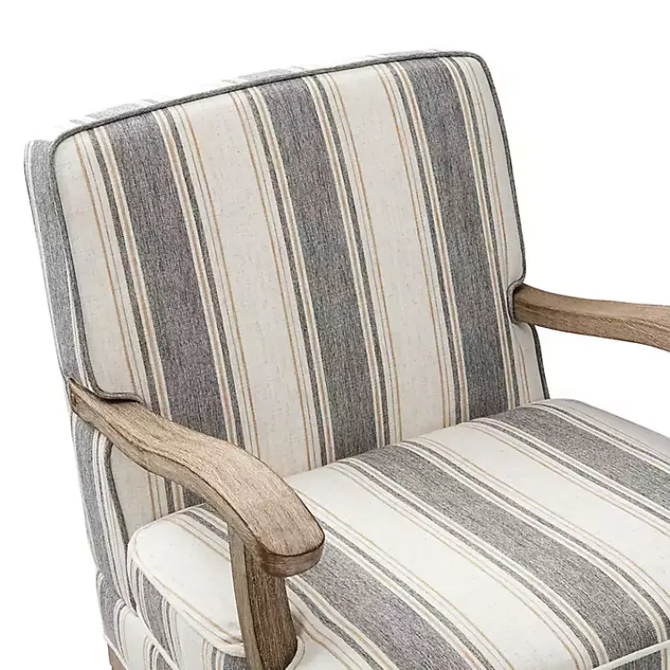 Accent Chairs-Kirklands Home Farmhouse Gray & Brown Striped Armchairs, Set of 2