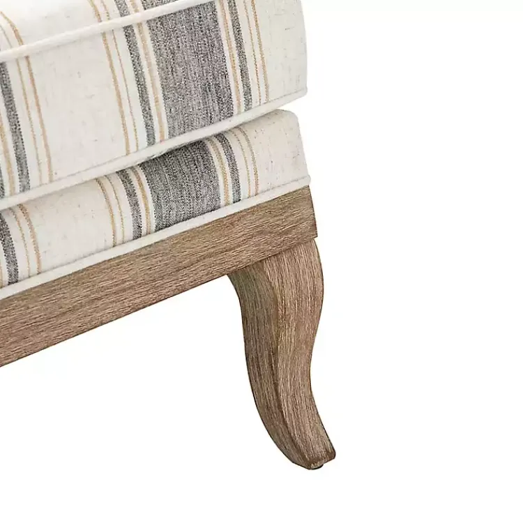 Accent Chairs-Kirklands Home Farmhouse Gray & Brown Striped Armchairs, Set of 2