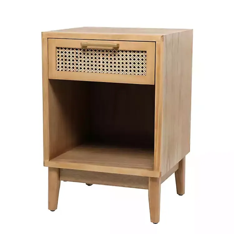 Dressers & Chests-Kirklands Home Natural Wood Rattan Nightstand Brown