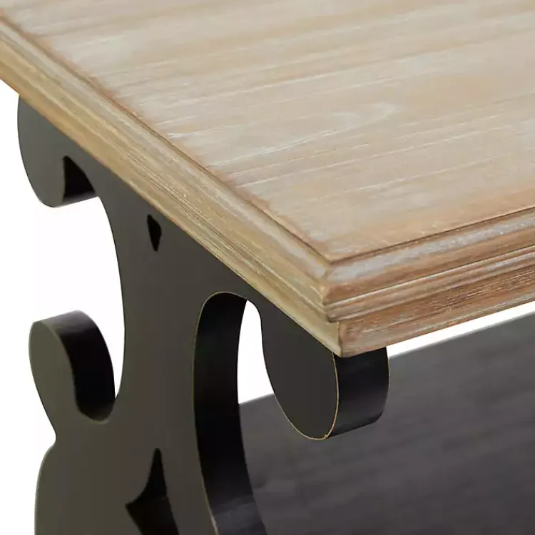 Console Tables-Kirklands Home Natural and Wood 3-Tier Console Table Black