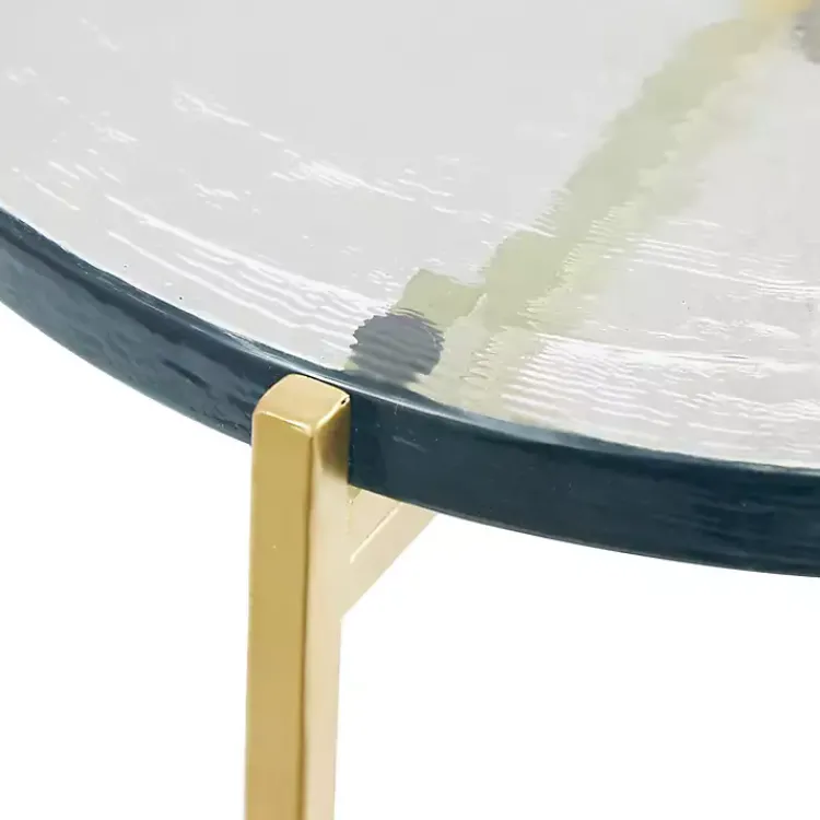 Accent & End Tables-Kirklands Home Clear Textured Glass & Gold Iron Accent Table
