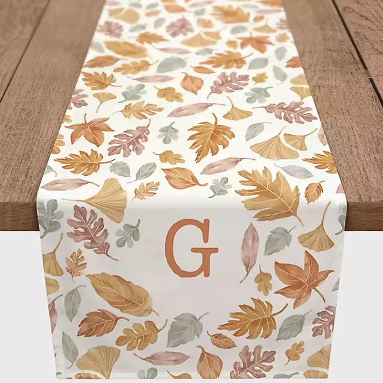 Table Linens-Kirklands Home Personalized Leaves Monogram Table Runner, 90 in.