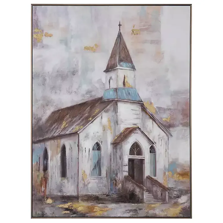 Canvas Art-Kirklands Home Gold Foil Steeple Framed Canvas Art Print