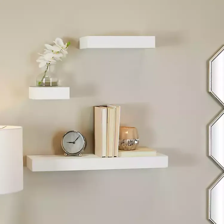 Shelves-Kirklands Home Wood Floating Shelves, Set of 3 White