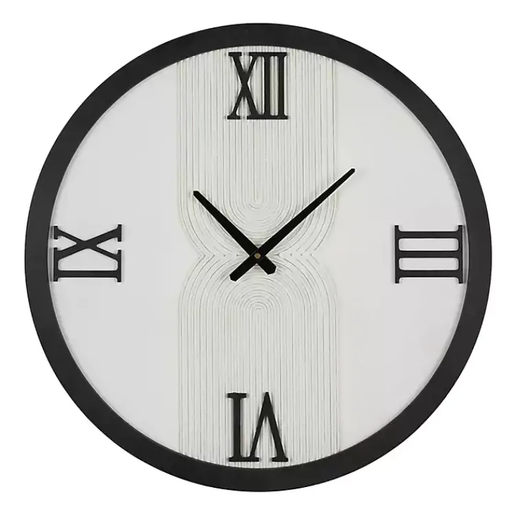 Clocks-Kirklands Home White and Black Modern Wall Clock