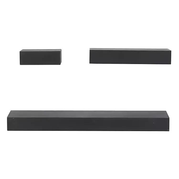 Shelves-Kirklands Home Wood Floating Shelves, Set of 3 Black