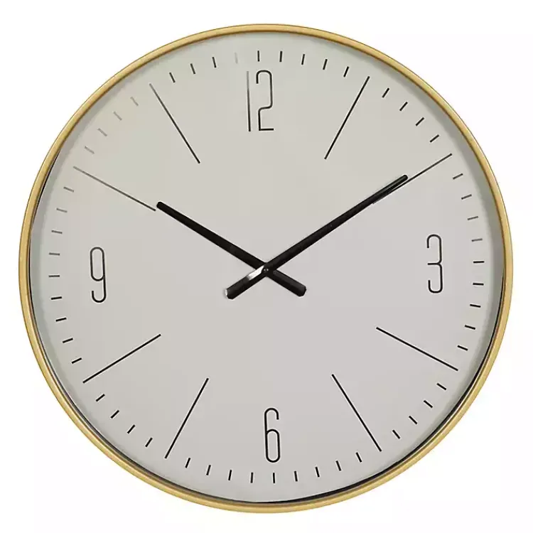 Clocks-Kirklands Home Gold and White Classic Wall Clock