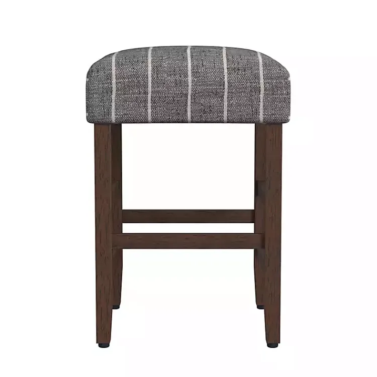 Bar Stools & Counter Height Stools-Kirklands Home Steel Blue and White Striped Backless Stool