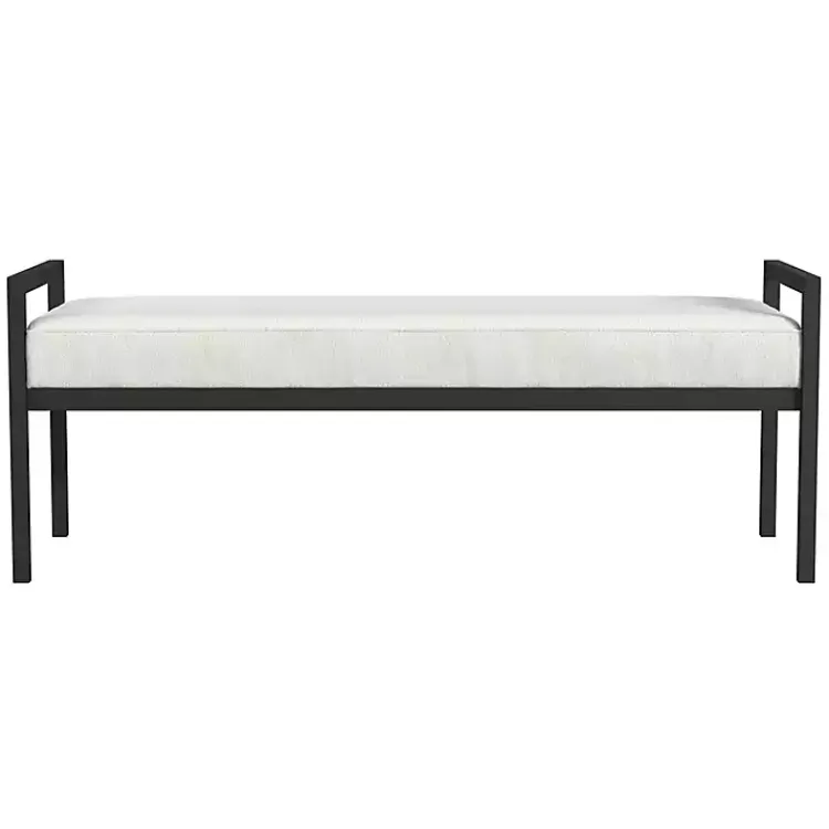 Benches & Ottomans-Kirklands Home Boucle Black Metal Bench White