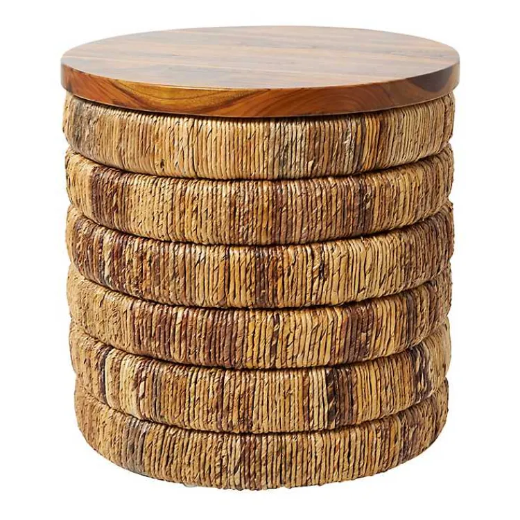 Accent & End Tables-Kirklands Home Handmade Seagrass Round Accent Table Brown